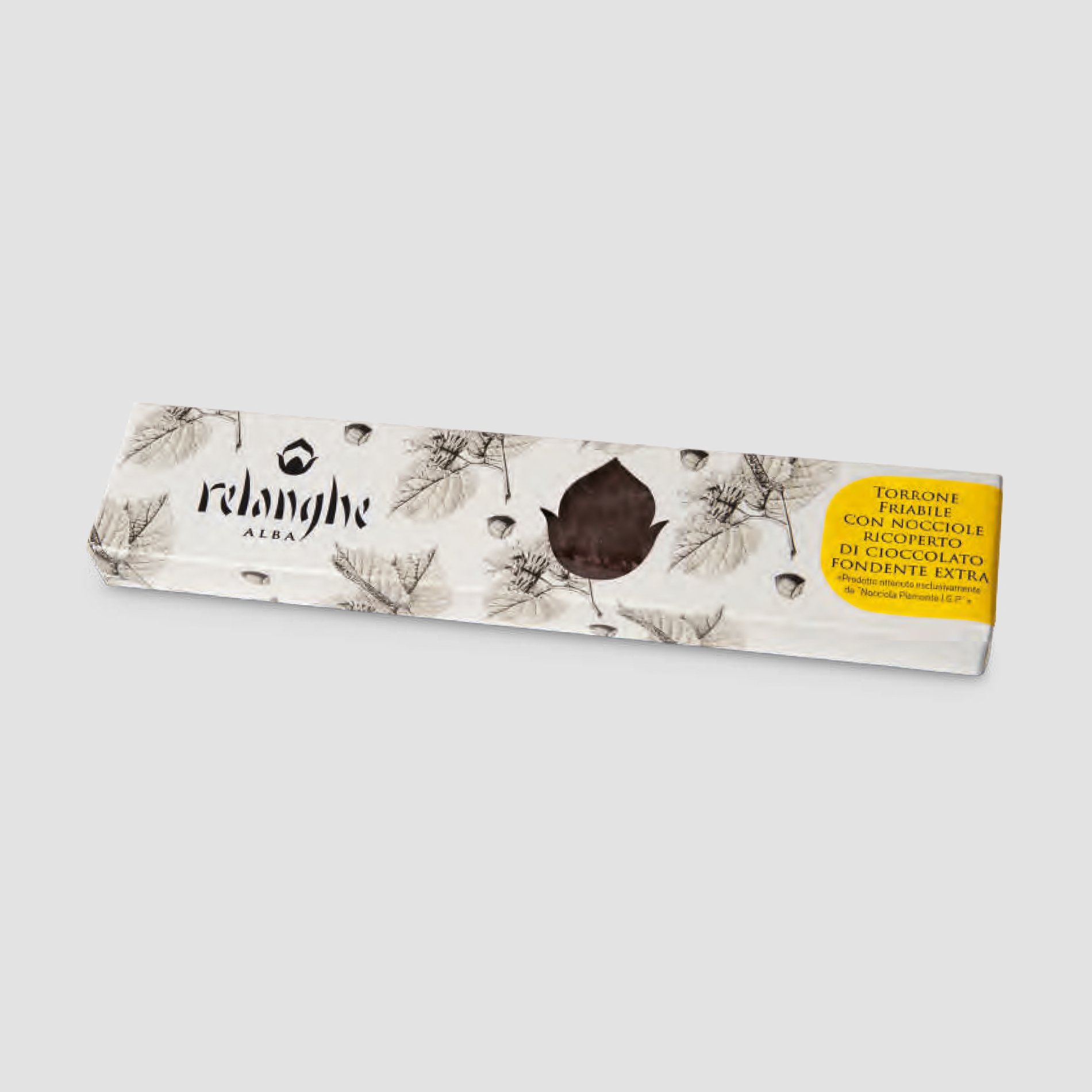 Torrone con nocciole Piemonte IGP ricoperto di fondente 100g