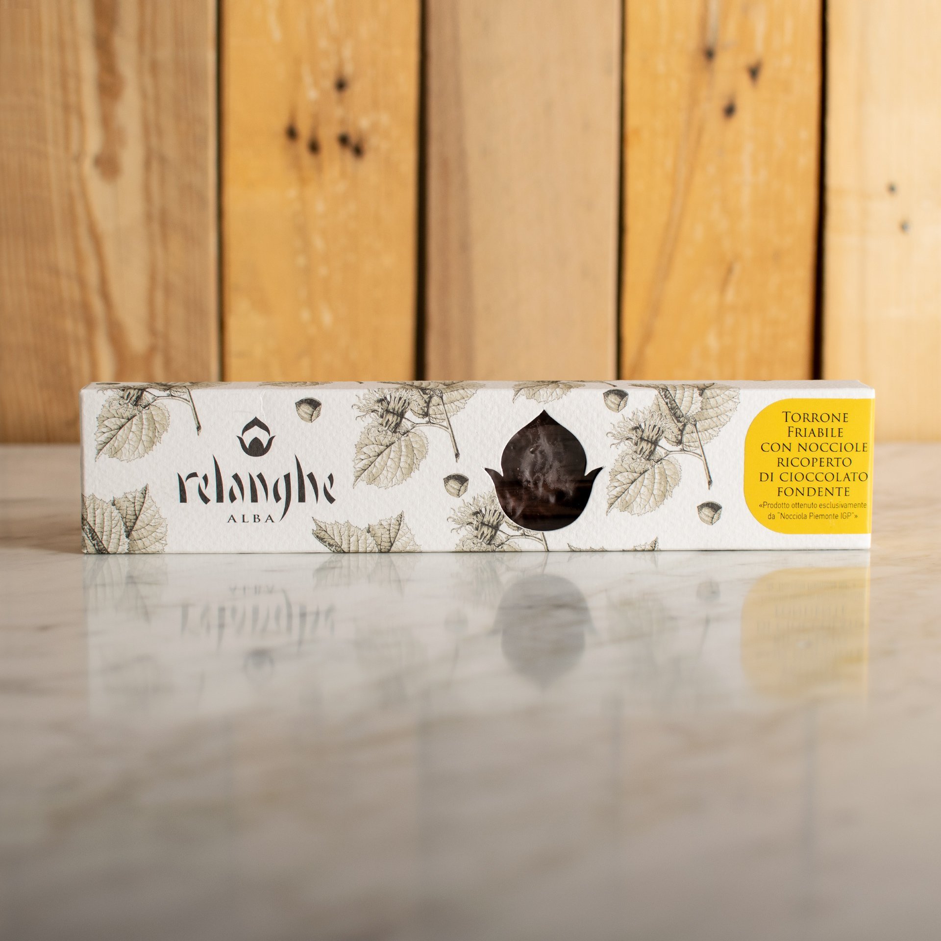 Torrone con nocciole Piemonte IGP ricoperto di fondente 100g