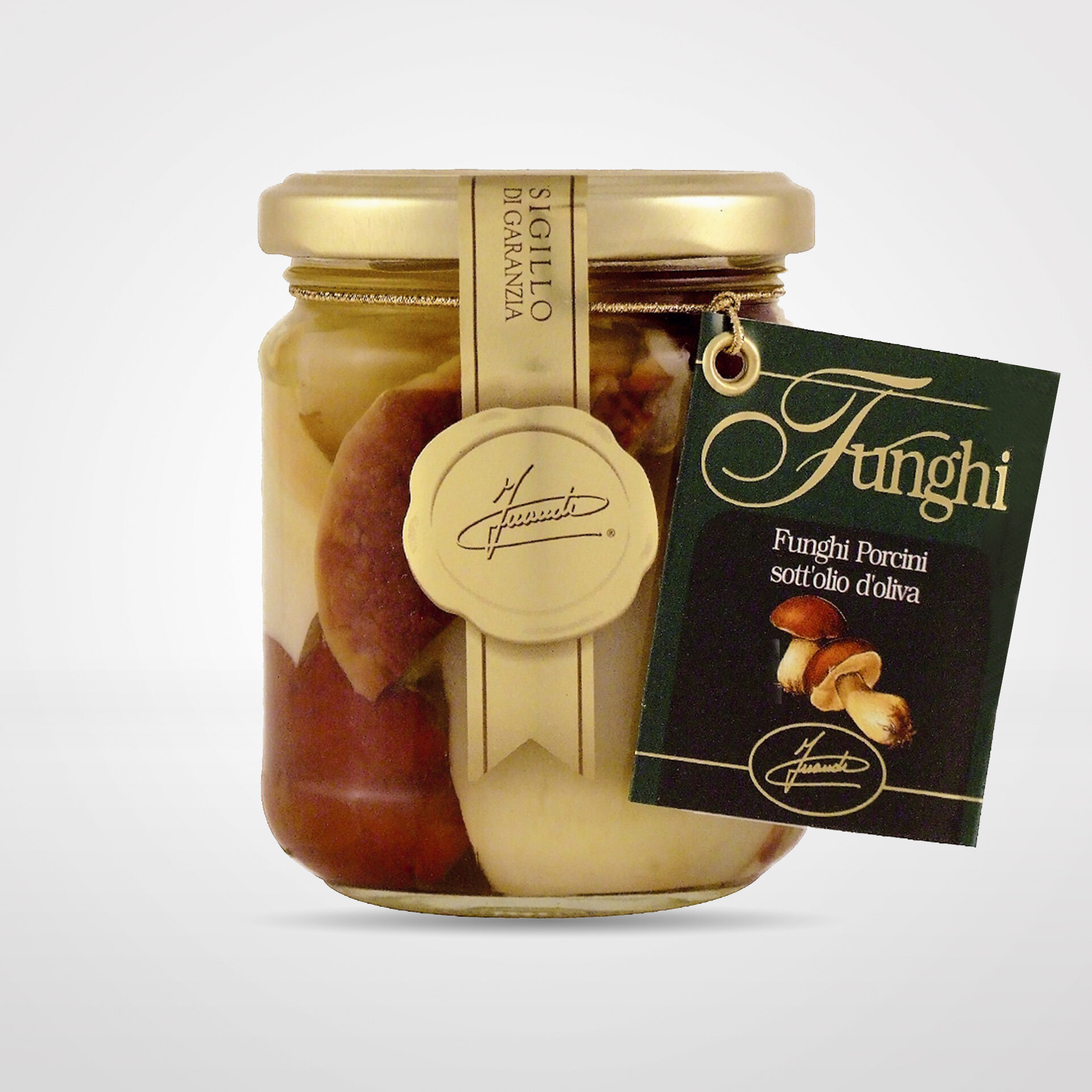 Cut Red Porcini Cap Mushrooms in Olive Oil
