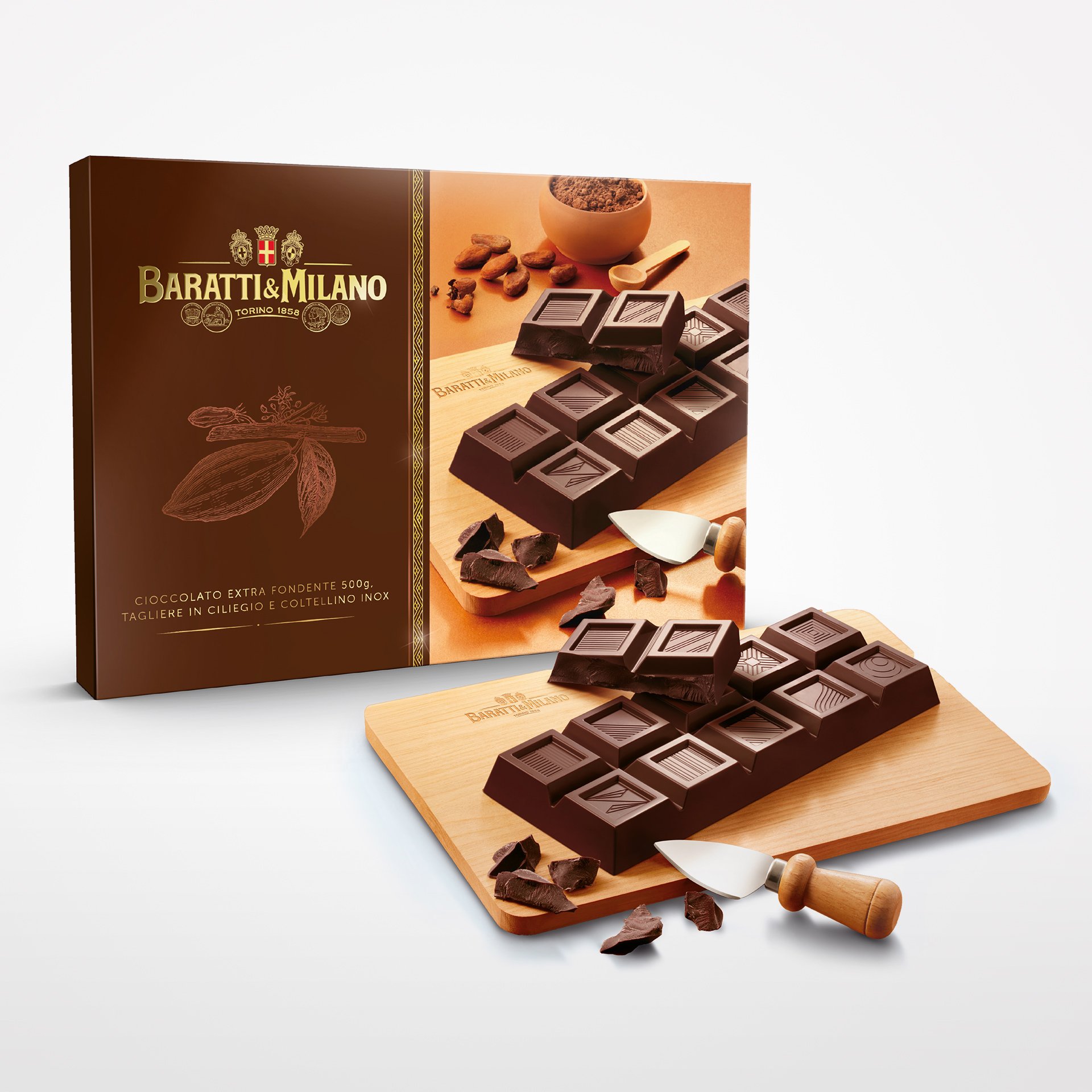 Cioccolato 50% Tagliere Legno e Coltellino