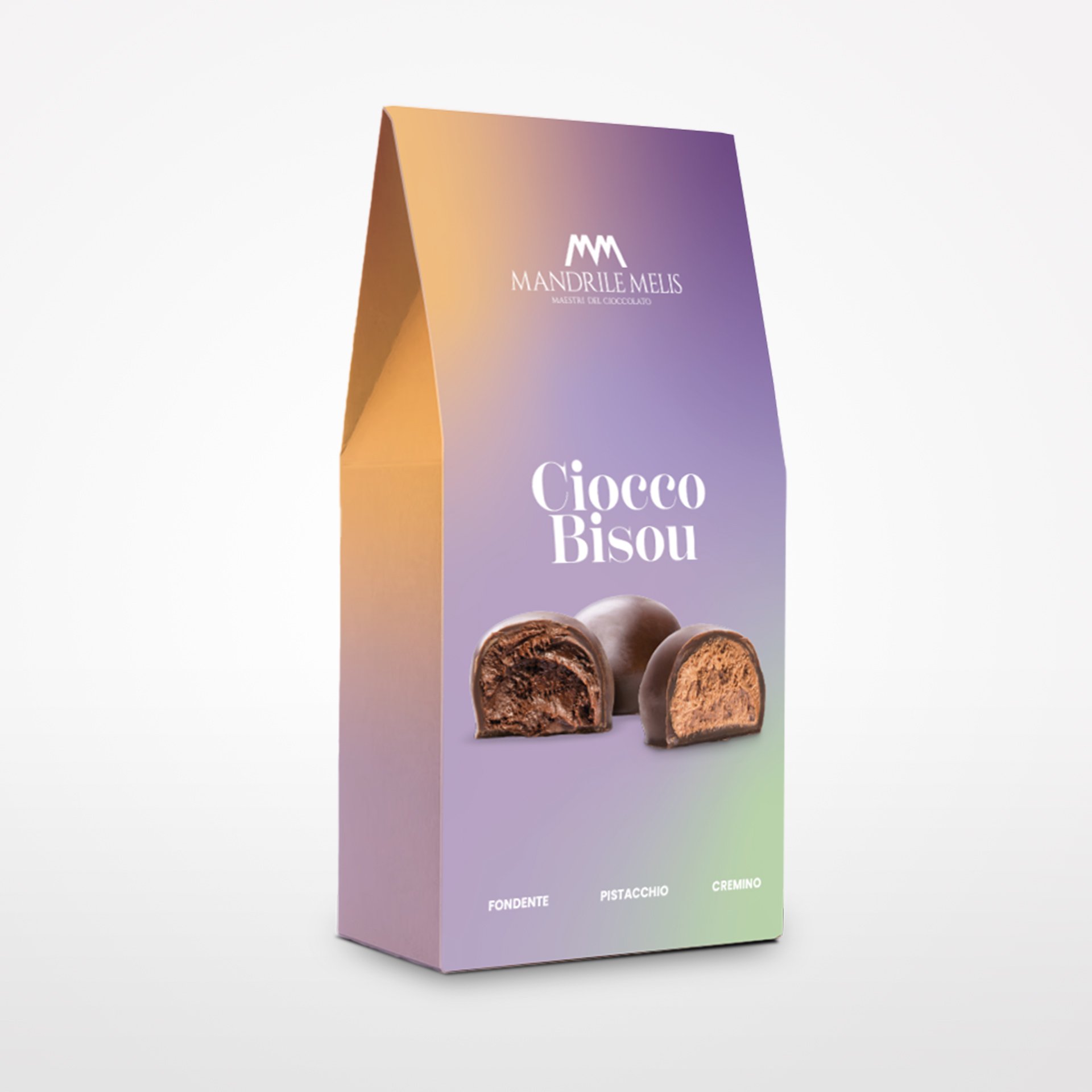 Verschiedene Schokoladen-Bisou-Cremino-Pistazien-Zartbitterschokolade Verschiedene Schokoladen-Bisou-Cremino-Pistazien-Zartbitterschokolade